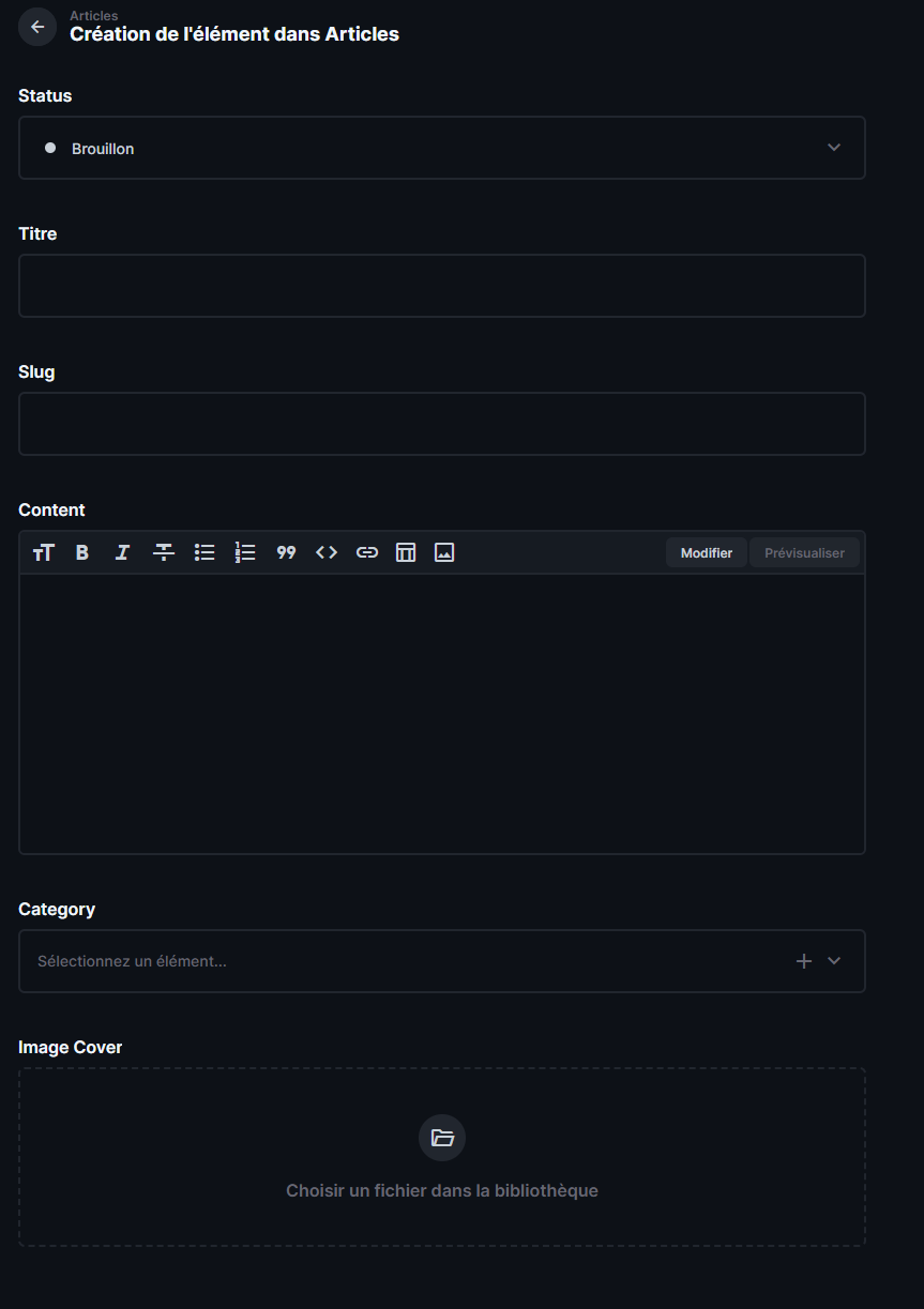 Éditeur WYSIWYG Directus